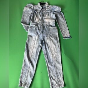 Fashion Nova Light Wash High-Waist Jeans Jumpsuit